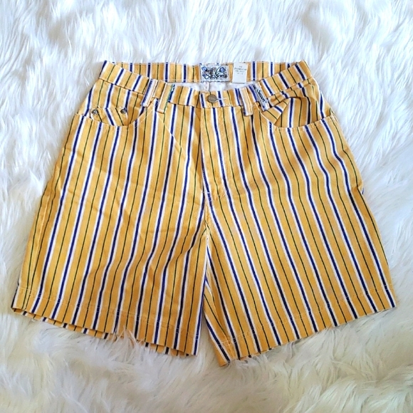 Sasson Jeans Pants - Vintage High Waisted Sasson Yellow Striped Jorts